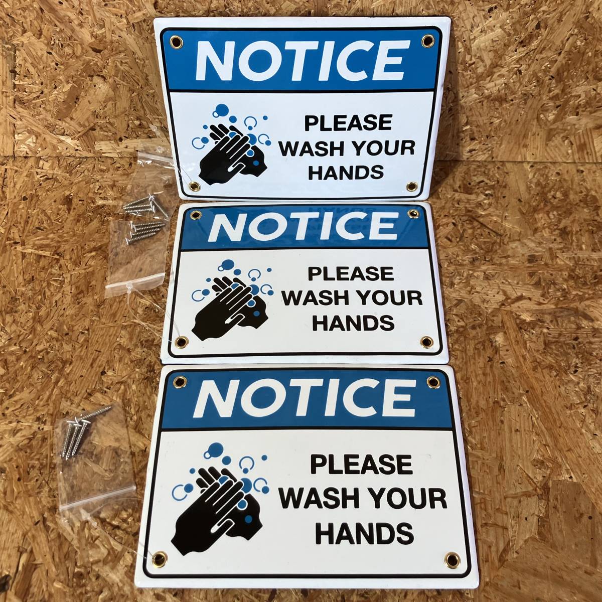 DULTON ダルトン ENAMELED NOTICE SIGN WASH YOUR HANDS 3枚セット エナメル ノーティス サイン