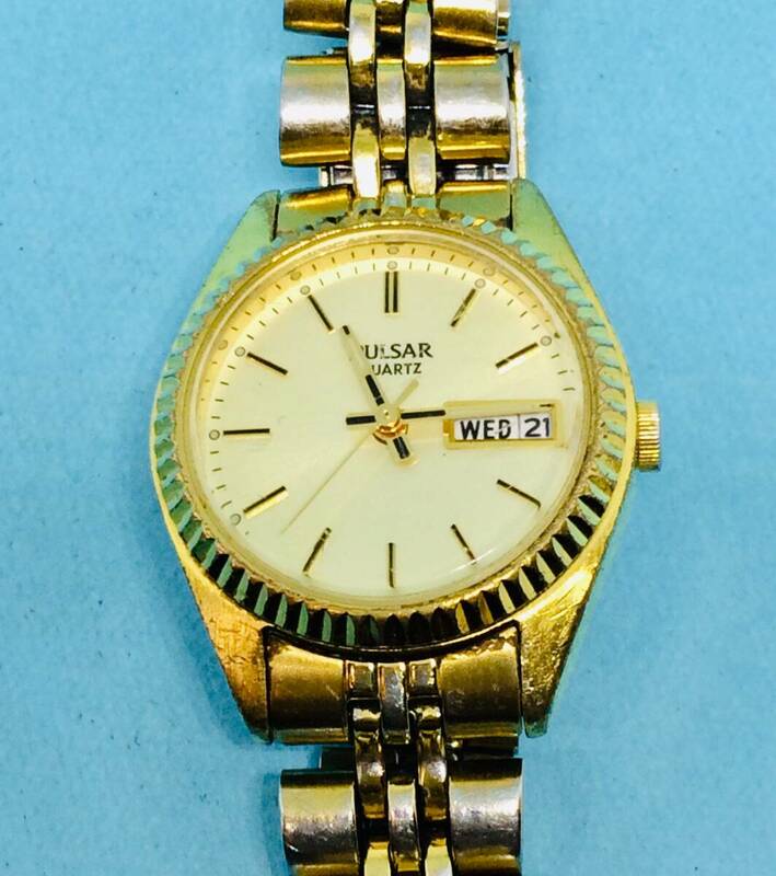 (D35)人気の時計(*'▽')セイコー・パルサー・ディディト（電池交換済み）ゴールドレディス腕時計USED（送料全国一律185円）素敵な時計。