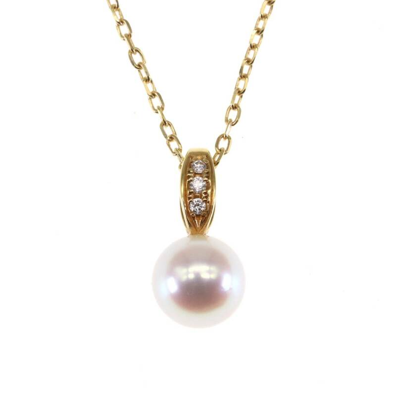 MIKIMOTO(ミキモト) ネックレス K18 パール 真珠×ダイヤモンド 一粒 7.2mm