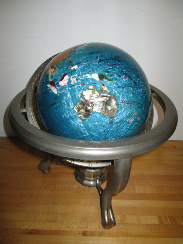 ■ラピスラズリ地球儀 西洋アンティーク （外寸＝高さ35cm×横32cm ）オブジェ ヴィンテージ 