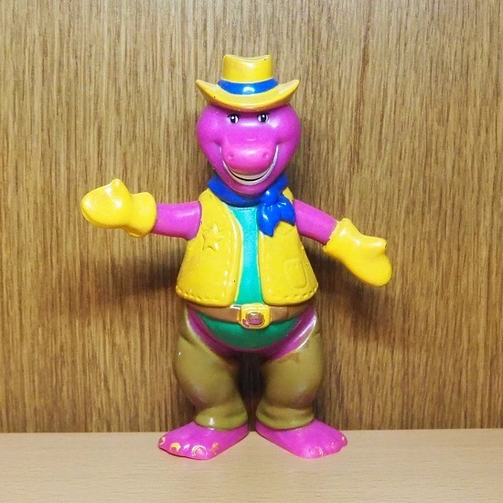 バーニー&フレンズ　フィギュア　PVC　ウェスタン　ベンダブル　1993　バーニー　アメトイ　Barney&Friends　バーニー　フレンズ