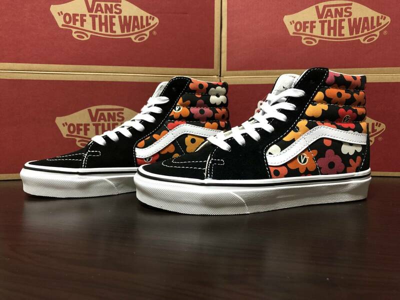 22.5cm VANS ヴァンズ SK8-HI スケートハイ FLOWER BK/MULTI