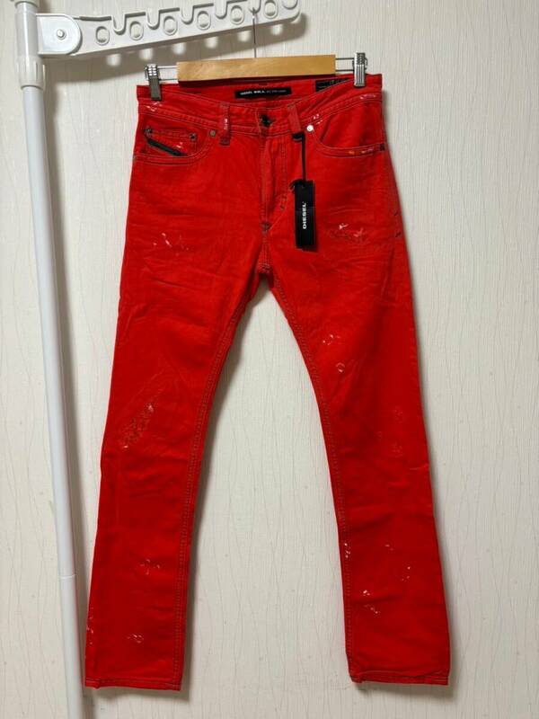 未使用☆[DIESEL] 6SS D.N.A THAVAR SLIM SKINNY 0852D ペイント加工 スリムスキニー カラーデニムパンツ 27 イタリア製 ディーゼル