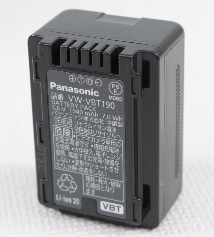 ◆開封未使用品◆ Panasonic パナソニック VW-VBT190 バッテリーパック ※ビデオカメラ専用 (2754080)