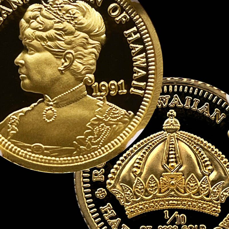 ◆初めての金貨に！◆ ハワイ王国の女王 リリウオカラニ TopPop 1991 PF70UC 1/10オンス 金貨 NGC モダンコイン 硬貨 米国 アメリカ
