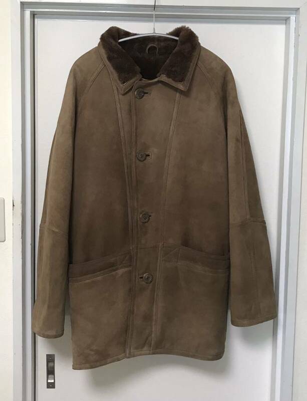 ◆MASSINI マッシーニ/ スエードムートンレザーコート羊革ラグランスリーブBROWN BEIGE