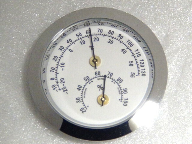 金属 温度計 湿度計 ダブル 表示 銀 シルバーカラー 車内 ドレスアップ 高級感