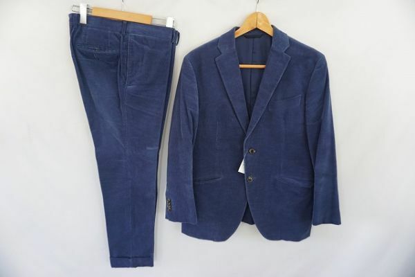 【即決】azabu tailor 麻布テーラー メンズ シングルスーツ コーデュロイスーツ ブルー系 サイズ：048A│パンツ082 【861478】