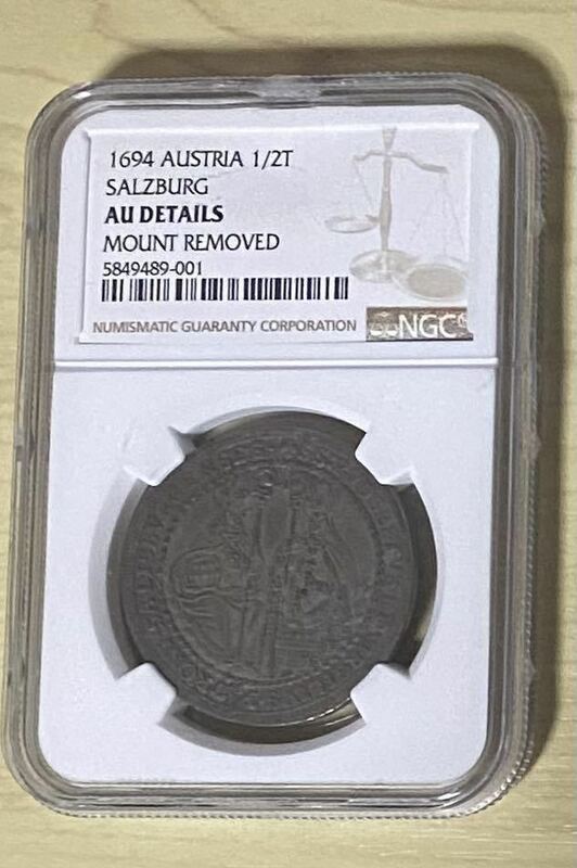 1694年オーストリアザルツブルク銀貨　大司教NGC AU DETAILS アンティークコイン　