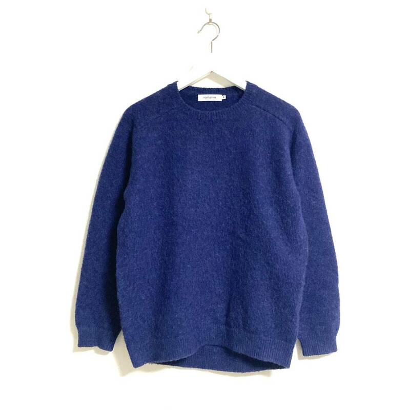 美中古 23aw 定価39380円◆NONNATIVE◆モヘヤ ニット セーター ノンネイティブ Dweller Sweater Kid Mohair ネイビー 1 NN-K4352 ウール