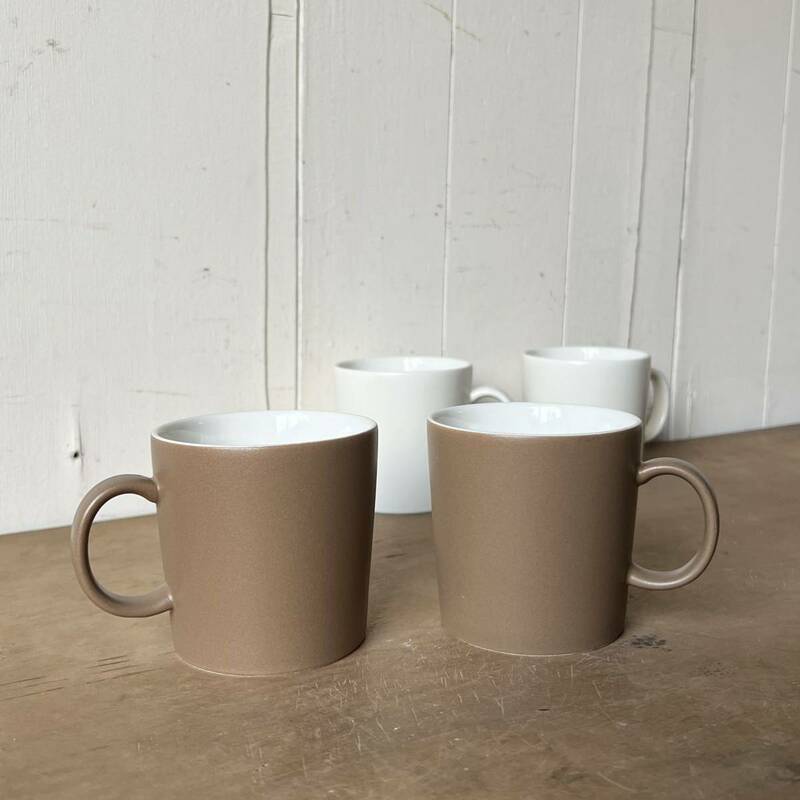 2個set ブラウンマット マグ デッドストック 陶器 検: 茶 コーヒー ティーカップ カフェオレ 喫茶 北欧 レトロ ビンテージ アンティーク