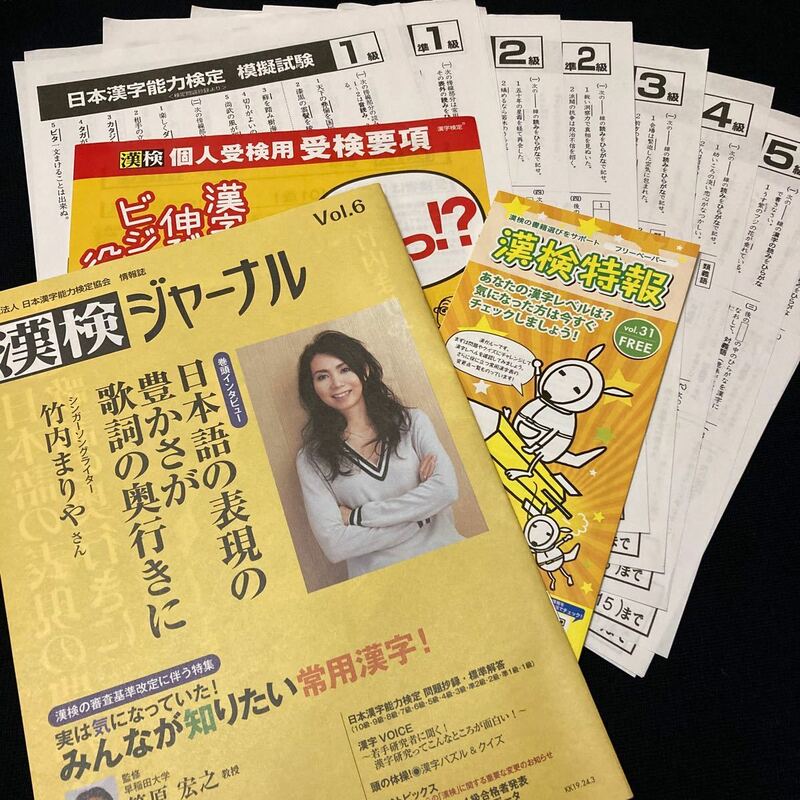 漢検ジャーナル Vol.6 竹内まりや 巻頭インタビュー 模擬試験 コピー 1級〜8級 漢検特報 Vol.31 リーフレット 漢ガルー 2012年