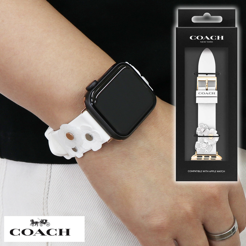 COACH コーチ 14700054 Apple Watch アップルウォッチ 8 7 6 se 5 4 3 2 1 38mm 40mm 41mm ベルト バンド シリコン ラバー フラワー