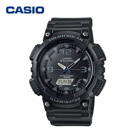 CASIO カシオ ソーラー アナデジ AQ-S810W-1A2 オール ブラック 黒 腕時計 メンズ レディース タフソーラー 軽量 ストップウォッチ 防水