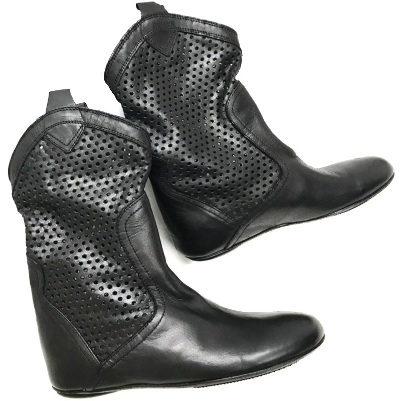 コルソローマ ブーツ ショートブーツ パンチングブーツ レザー ブラック サイズ36 レディース 靴 Italy製 中古 美品 古着 CORSO ROMA 9