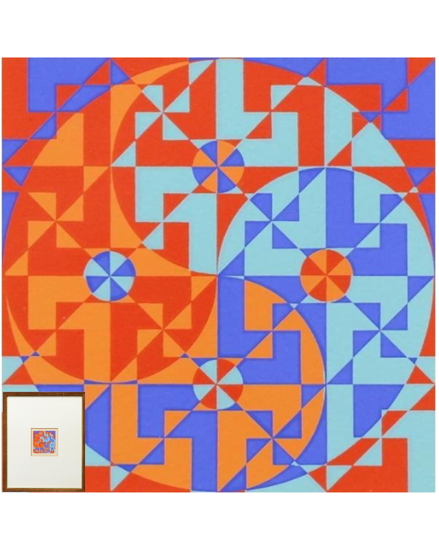 真作保証 オノサト・トシノブ シルクスクリーン 直筆サイン 抽象絵画 　　〇抽象画巨匠 国際的評価 幾何学的抽象 