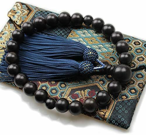縞黒檀 数珠 黒檀西陣織 数珠袋付き全ての宗派で使える じゅず 男性 念珠 手作り 縞黒檀