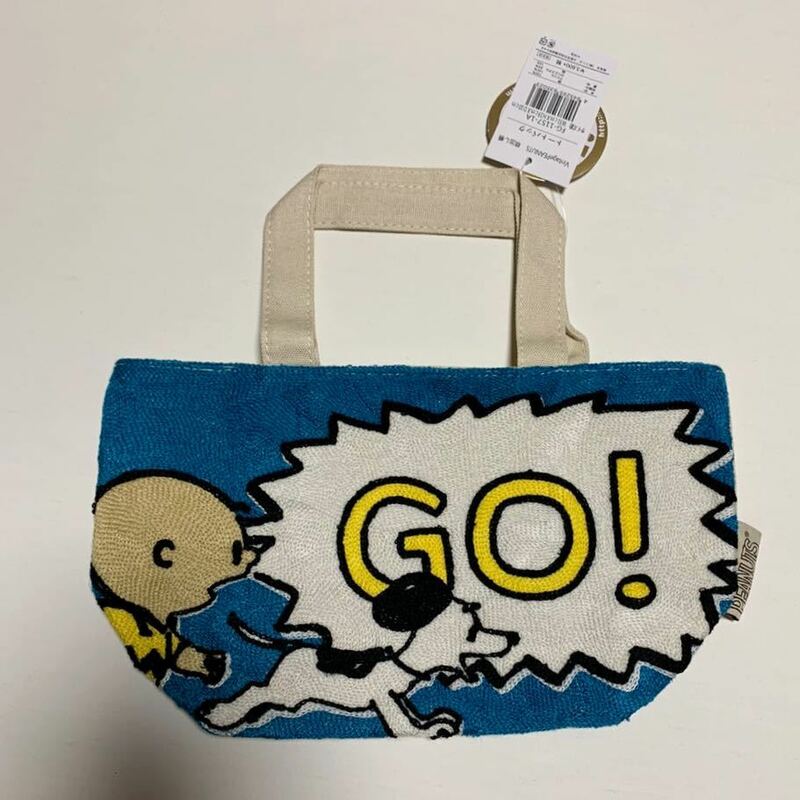 メール便可! 新品! 未使用品! VintagePEANUTS 吹出し柄 ピーナッツ ランチ トートバック | スヌーピー 刺繍 プリント チャーリーブラウン