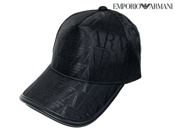 エンポリオ アルマーニ 帽子 EMPORIO ARMANI 627650 2F551 00020 BLACK オールオーバーロゴ柄 ブラック ベースボール キャップ