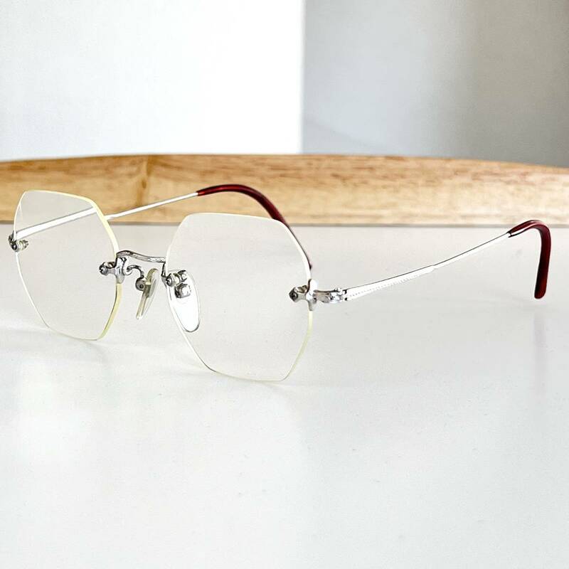 ◆Nouvelle-VY ヴィンテージ メガネ フレーム ツーポイント 度入りレンズ 縁無し 眼鏡 サングラス