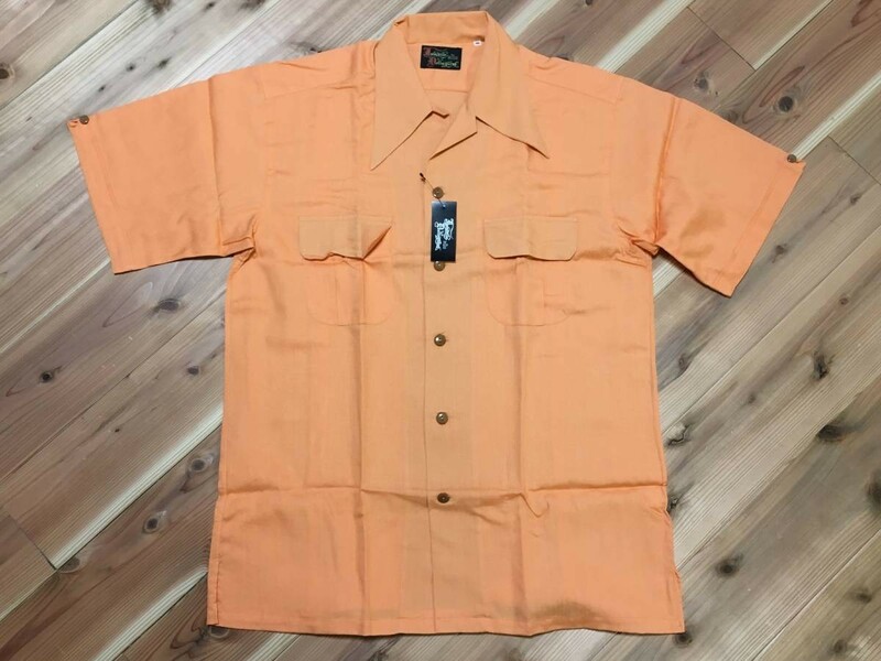 未使用品 JUVENILE DELINQUENT ジュベナイルデリンクエント 半袖オープンシャツ 40 オレンジ ズートスーツ チカーノ