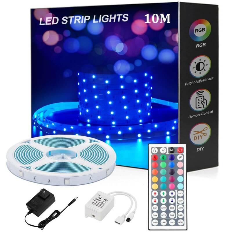 【WQHV】Lightight LEDテープライト 10M RGB 両面テープ 44キーリモコン DC12V 高輝度 間接照明 切断可能 SMD 5050 DIY可能