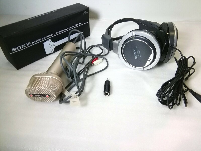 SONY　 MDR-XD200 ステレオヘッドホン ヘッドフォン / EMC-99　カラオケマイク　ヘッドフォン /マイク　2点セット　【ジャンク】