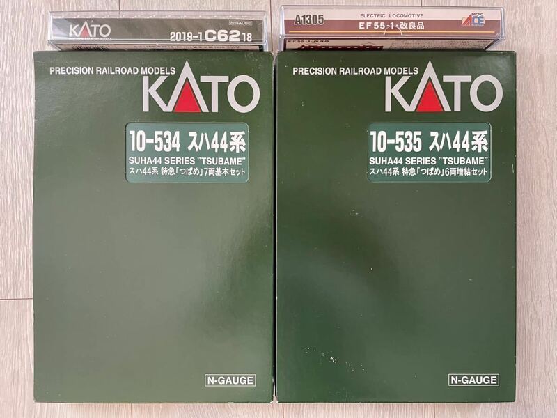 【新品未走行】MicroAceA1305.EF55-1改良品+KATO2019-1蒸気機関車C-62 18号機+10-534.スハ44系 特急「つばめ」基本7両Set+10-535増結6両Set