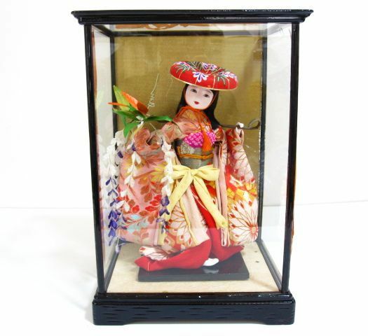日本人形 藤娘 ガラスケース入り 和装 置物 昭和レトロ かわいい表情のお嬢様 外国人に人気 オススメ