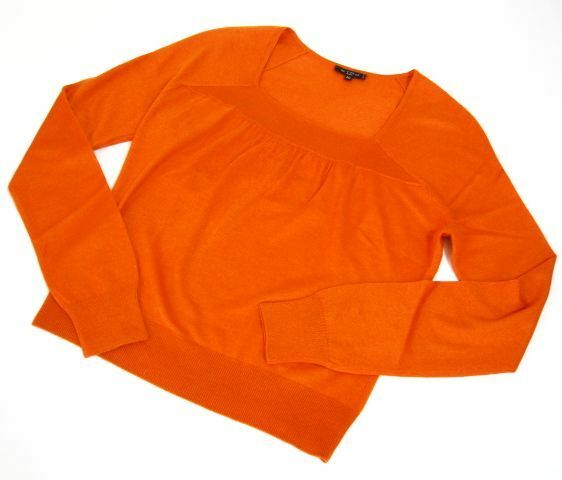 美品 高級ブランド ETRO エトロ シルク・カシミア 長袖セーター 高級 スクエアネック オレンジ レディースサイズ40（M~L)10万円以上の品