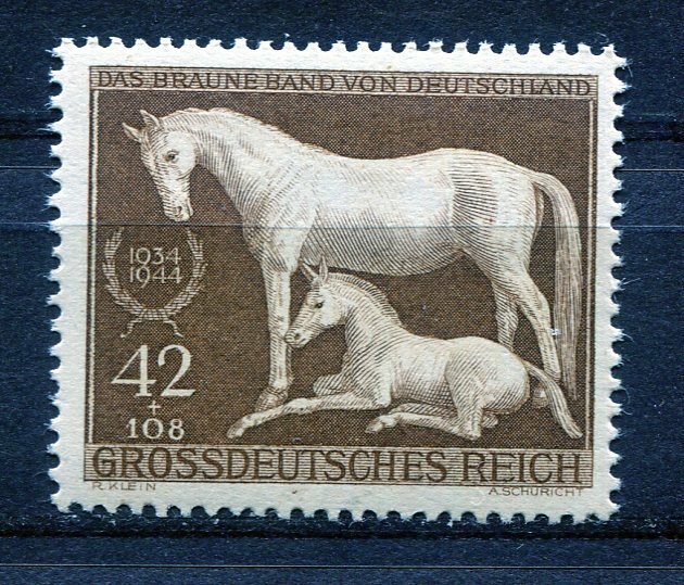 GR-1◇ドイツ・ナチス　1944年　母馬と子馬／競馬懸賞金　1種完　NH