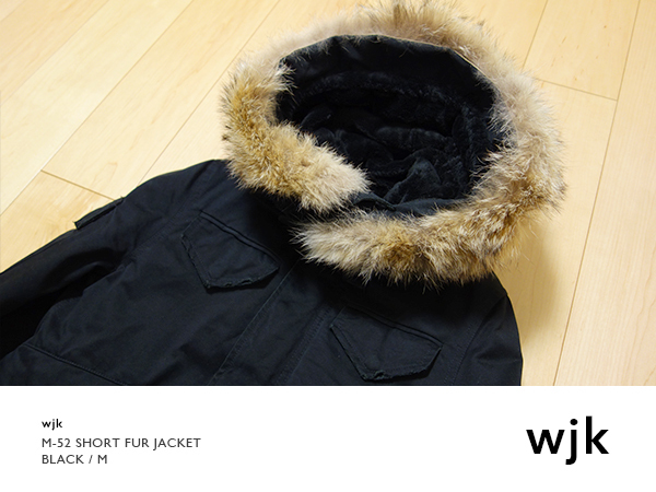 ◆ 極美中古 古着 wjk m-52 short fur jacket M Black ◆ ショート ファー ジャケット コート ブラック 黒 m52 m-66 m66 ミリタリー