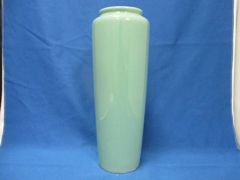 花瓶 花入 青磁 筒状 陶器 高さ33cm インテリア 縁起物 ＃1495