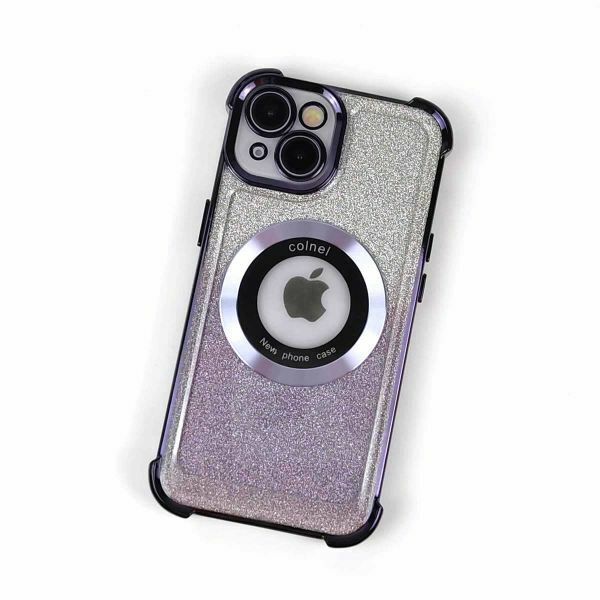 iPhone 14用 保護ケース ラメカバー 耐衝撃 磁気吸着 MagSafe 側面フル保護 パープル