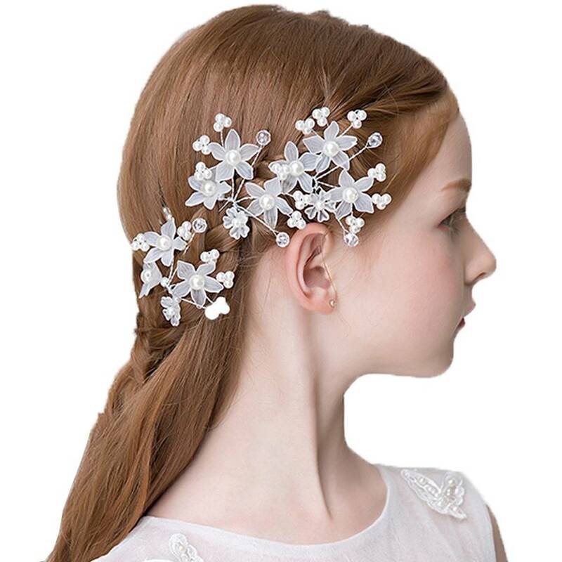 子供ピアノ発表会結婚式フォーマルウエディング髪飾り白小花Ｕピン3本セット