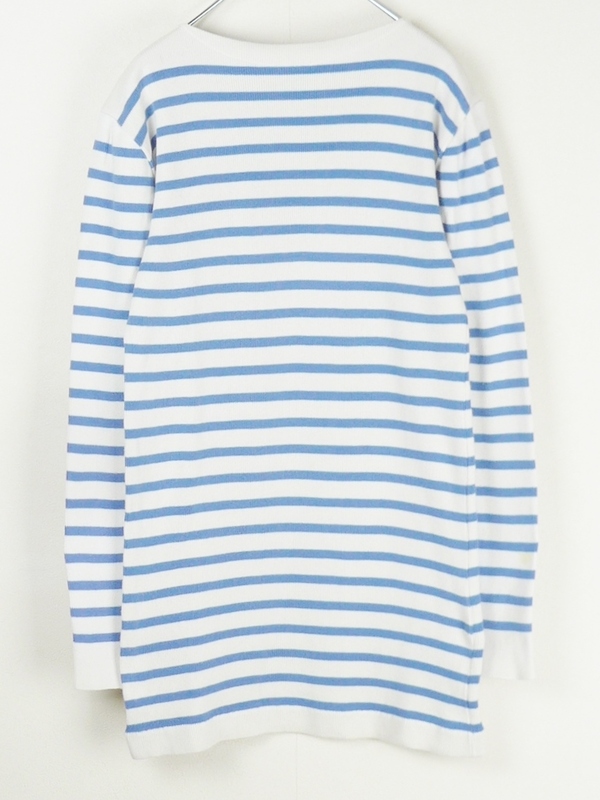 Tee nowos ティーノーウォス 22SS Striped T-Shirt ストライプTシャツ/ボーダーニット/バスクシャツF ホワイト×ブルー スラブコットン 67