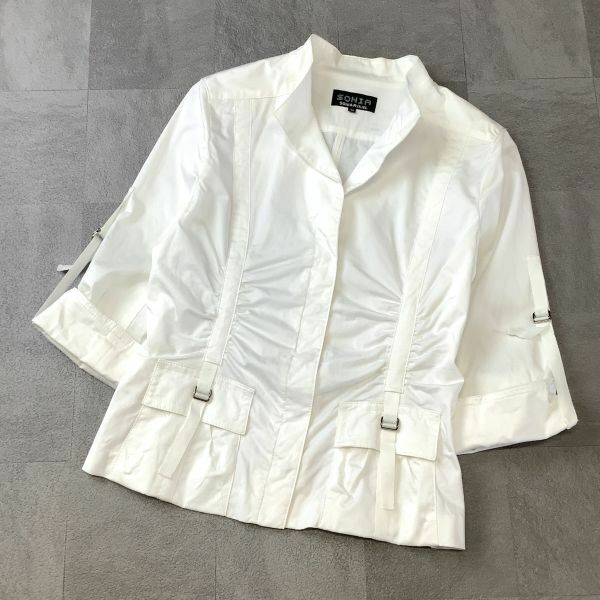 良品 SONIA RYKIEL ソニアリキエル シャーリング シャツジャケット レディース 40 Lサイズ ホワイト