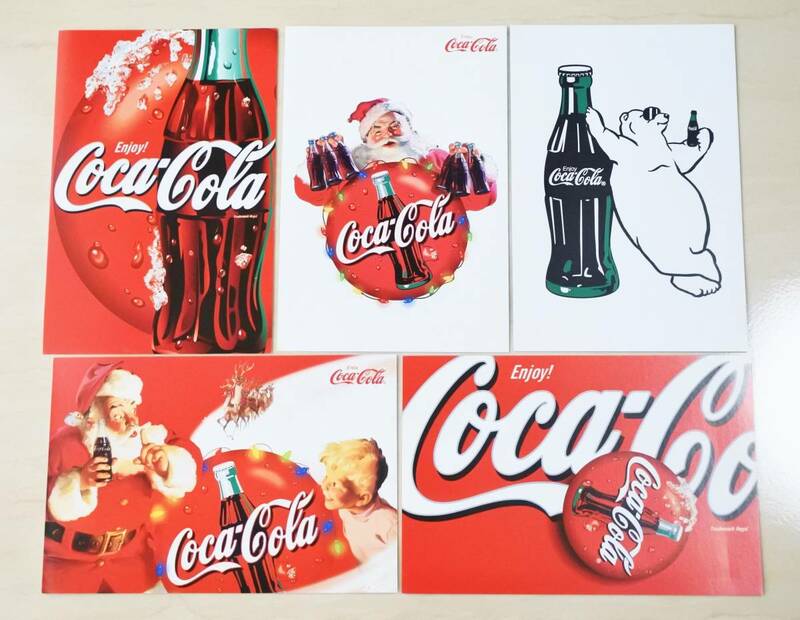 ポストカード 5枚セット コカ・コーラ サンタクロース 瓶 イラスト イラストカード
