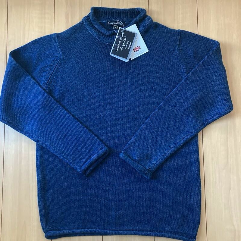 Original Blues MADE IN UK indigo cotton knit オリジナルブルース　　インディゴ　コットン　ニット　イギリス製　M インディゴデニム