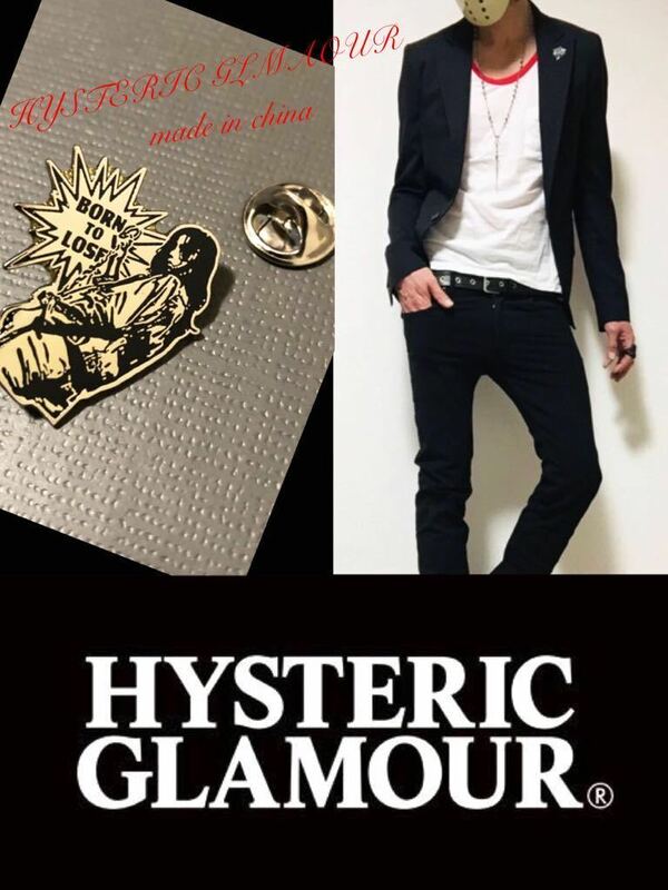 正規 HYSTERIC GLAMOUR BORN TO LOSE メタル ピンバッジ 2個セット ヒステリックグラマー ピンズ アフロガール★