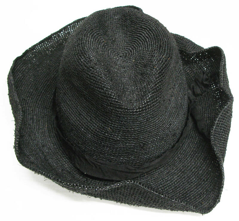 Yohji Yamamoto pour HOMME CROCHET RAFFIA FEDORA HAT 3 ヨウジヤマモト オム ラフィア ハット 3 黒 帽子 キャップ 未使用 展示品