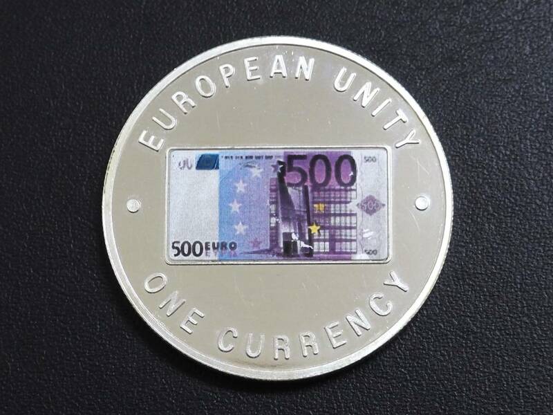 ◆外国硬貨 ザンビア 1999年 欧州連合 単一通貨ユーロ導入記念 カラーコイン 1000クワチャ・プルーフ銀メッキ白銅貨