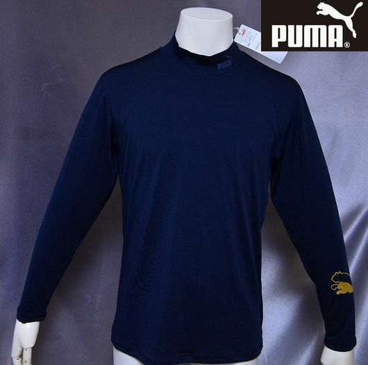 新品 L 175-185 プーマ ゴルフ PUMA GOLF　インナー コンプレッション 長袖 ハイネック　シャツ 黒金　モック