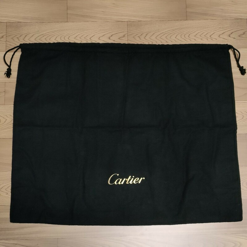 カルティエ Cartier ◆大きいサイズ 約61×51cm 黒色 保存袋 ブランド袋◆長期保管美品 巾着袋 布製 布袋 バッグ用 ブラック カルチェ