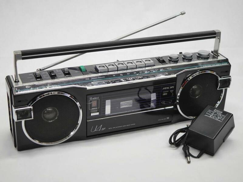 SANYO MR-U4SF (DB) ディープブルー 黒 おしゃれなテレコ FM/AMステレオラジオカセット 三洋電機 昭和レトロ ラジカセ 現状動作品