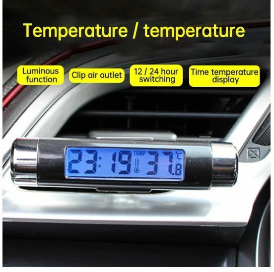 送料無料　CT20 デジタル　車内　時計　車　温度計 LED バックライト ディスプレー　テスト用電池付き