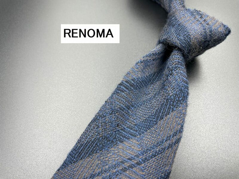 【美品】RENOMA　レノマ　レジメンタル柄　ネクタイ　3本以上送料無料　ネイビー　0205054