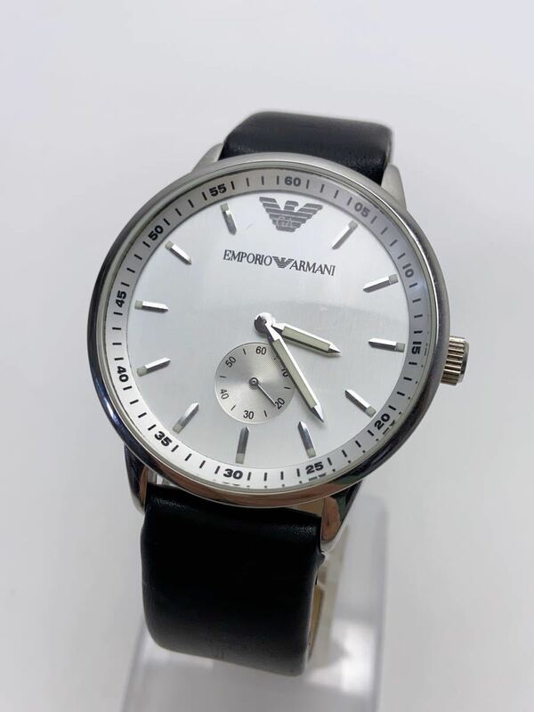 T905 美品 EMPORIO ARMANI エンポリオアルマーニ AR-0612クロノグラフ クォーツ メンズ腕時計 白文字盤