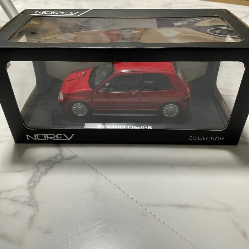 【箱付き】《1/18スケール》Renault Clio 16S NOREV ノレヴ メタルダイキャスト ミニカー 模型 コレクション放出 ルノー クリオ 赤 レッド