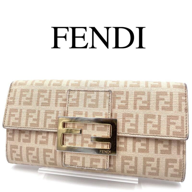 FENDI フェンディ 長財布 ズッキーノ ロゴ金具 総柄 FF柄 PVC